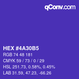 カラーコード: HEX #4A30B5 | qconv.com
