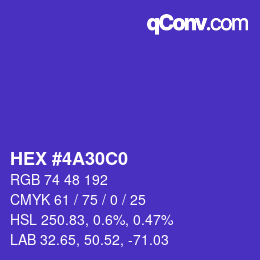 カラーコード: HEX #4A30C0 | qconv.com
