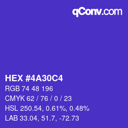 カラーコード: HEX #4A30C4 | qconv.com