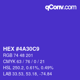 Color code: HEX #4A30C9 | qconv.com