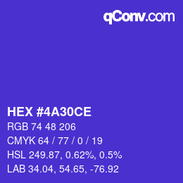 カラーコード: HEX #4A30CE | qconv.com