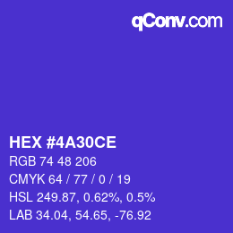 Color code: HEX #4A30CE | qconv.com