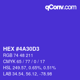 Color code: HEX #4A30D3 | qconv.com