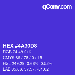 カラーコード: HEX #4A30D8 | qconv.com