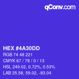 カラーコード: HEX #4A30DD | qconv.com