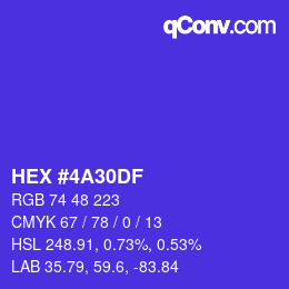 颜色代码: HEX #4A30DF | qconv.com