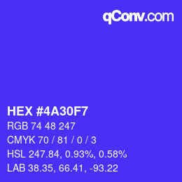 Color code: HEX #4A30F7 | qconv.com