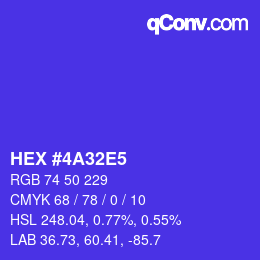 Color code: HEX #4A32E5 | qconv.com