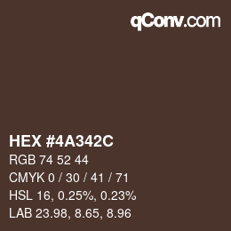 Código de color: HEX #4A342C | qconv.com