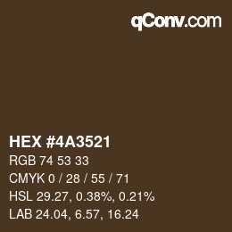 Código de color: HEX #4A3521 | qconv.com