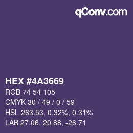 Color code: HEX #4A3669 | qconv.com