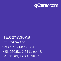 カラーコード: HEX #4A36A8 | qconv.com
