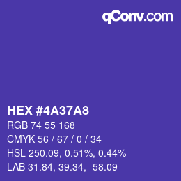 カラーコード: HEX #4A37A8 | qconv.com