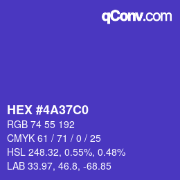 Color code: HEX #4A37C0 | qconv.com