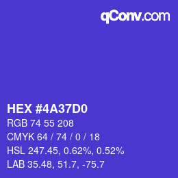 Color code: HEX #4A37D0 | qconv.com
