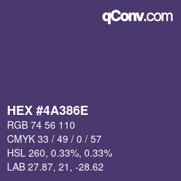Color code: HEX #4A386E | qconv.com