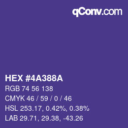 Code couleur: HEX #4A388A | qconv.com