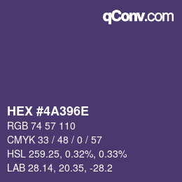 Color code: HEX #4A396E | qconv.com