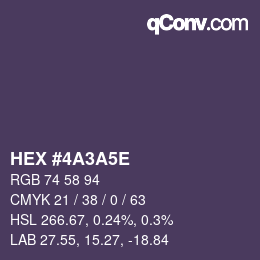 Color code: HEX #4A3A5E | qconv.com