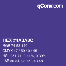 Color code: HEX #4A3A8C | qconv.com