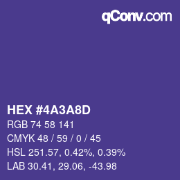 颜色代码: HEX #4A3A8D | qconv.com