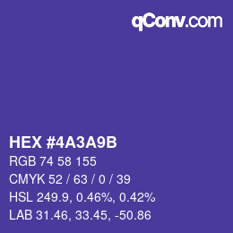 カラーコード: HEX #4A3A9B | qconv.com