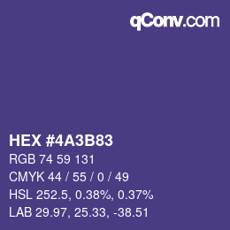 Color code: HEX #4A3B83 | qconv.com