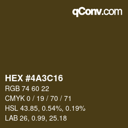 カラーコード: HEX #4A3C16 | qconv.com