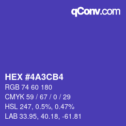 Color code: HEX #4A3CB4 | qconv.com