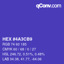 Color code: HEX #4A3CB9 | qconv.com