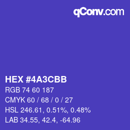 Color code: HEX #4A3CBB | qconv.com