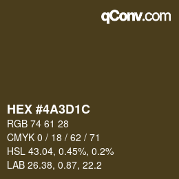 颜色代码: HEX #4A3D1C | qconv.com