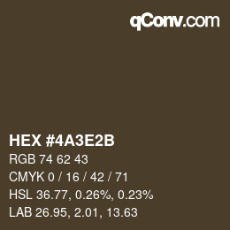 Farbcode: HEX #4A3E2B | qconv.com