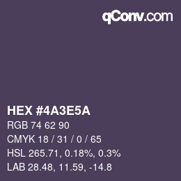 Color code: HEX #4A3E5A | qconv.com