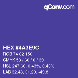 Color code: HEX #4A3E9C | qconv.com