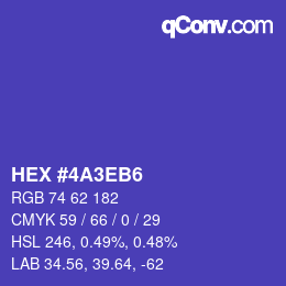 Color code: HEX #4A3EB6 | qconv.com