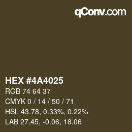 Color code: HEX #4A4025 | qconv.com