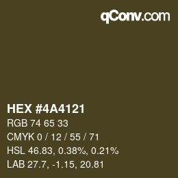 Código de color: HEX #4A4121 | qconv.com