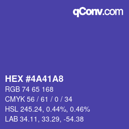 カラーコード: HEX #4A41A8 | qconv.com