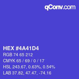 カラーコード: HEX #4A41D4 | qconv.com