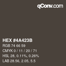 Code couleur: HEX #4A423B | qconv.com