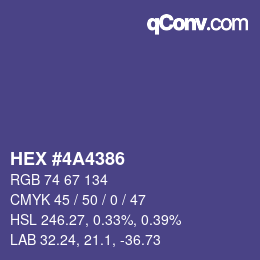 カラーコード: HEX #4A4386 | qconv.com