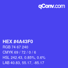 Color code: HEX #4A43F0 | qconv.com