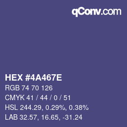 Color code: HEX #4A467E | qconv.com