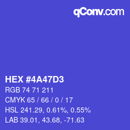 Color code: HEX #4A47D3 | qconv.com