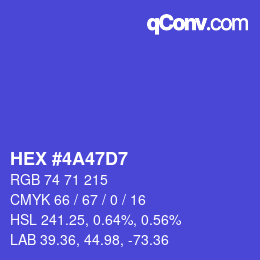 Color code: HEX #4A47D7 | qconv.com