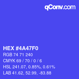 Color code: HEX #4A47F0 | qconv.com