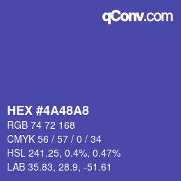 Color code: HEX #4A48A8 | qconv.com