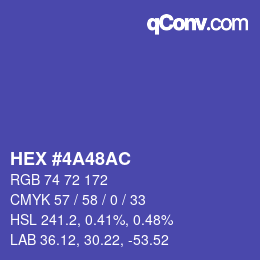 Color code: HEX #4A48AC | qconv.com