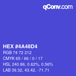 Color code: HEX #4A48D4 | qconv.com